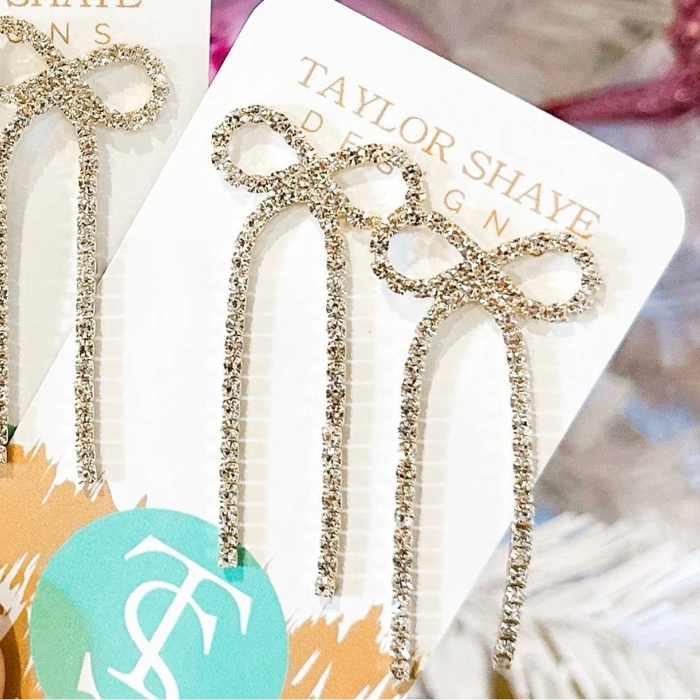 Taylor Shaye Lina Diamond Bow Drop Earrings
